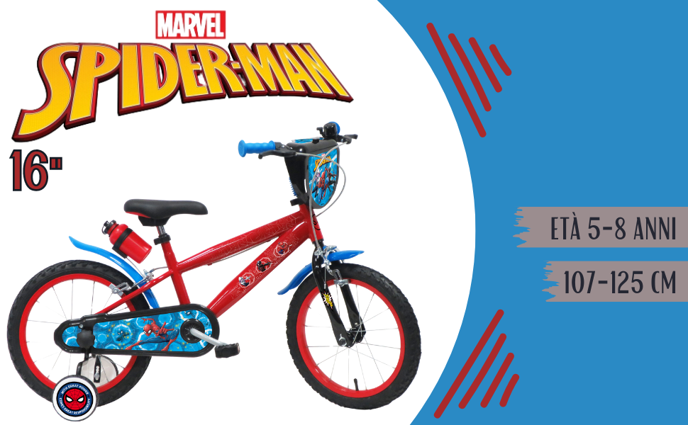 Bici Bambino 16 Pollici MccoMMon | Telaio Acciaio Carbonio, Doppi Freni, Ruote Stabilizzatrici | Bici Ragazza E Ragazzo 5-8 Anni